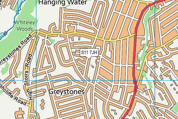 S11 7JH map - OS VectorMap District (Ordnance Survey)