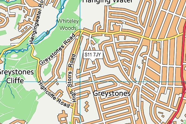 S11 7JY map - OS VectorMap District (Ordnance Survey)
