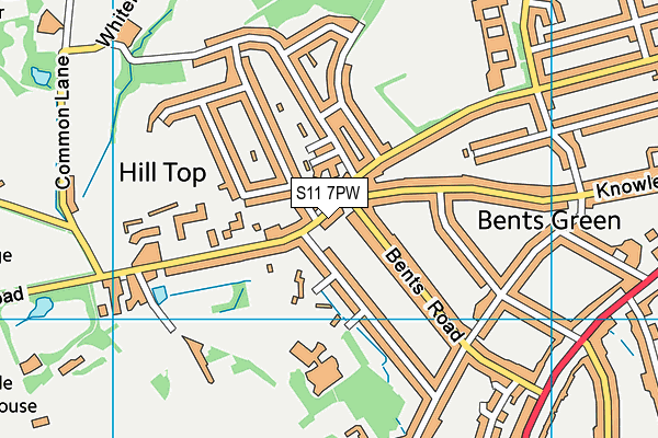 S11 7PW map - OS VectorMap District (Ordnance Survey)