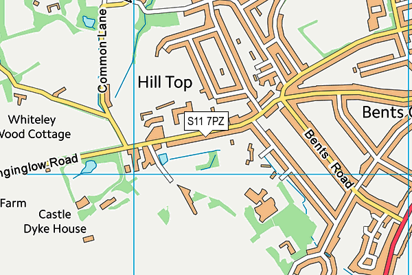 S11 7PZ map - OS VectorMap District (Ordnance Survey)