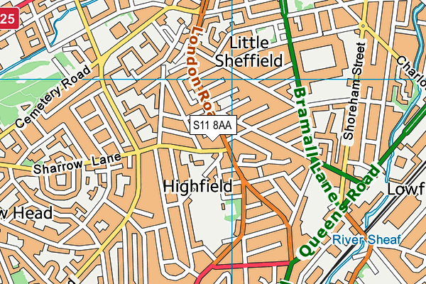 S11 8AA map - OS VectorMap District (Ordnance Survey)