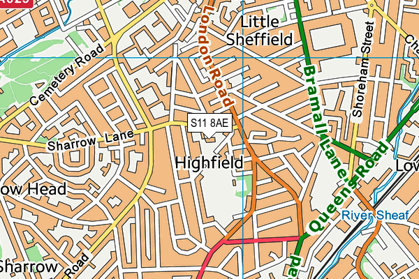 S11 8AE map - OS VectorMap District (Ordnance Survey)