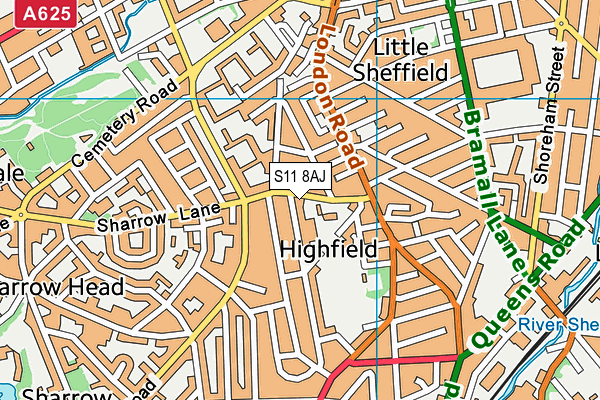 S11 8AJ map - OS VectorMap District (Ordnance Survey)