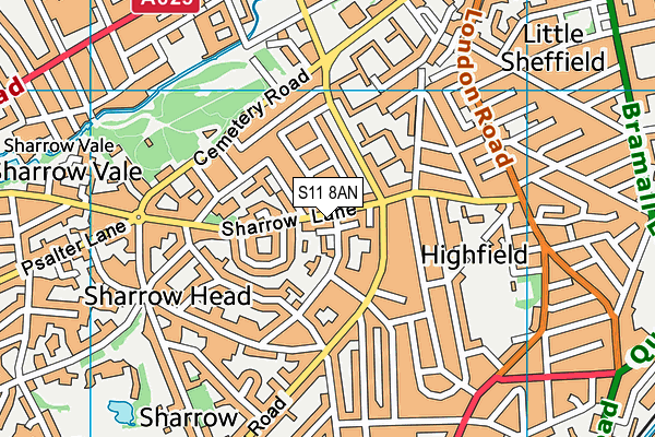 S11 8AN map - OS VectorMap District (Ordnance Survey)