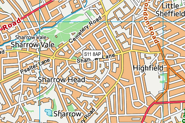 S11 8AP map - OS VectorMap District (Ordnance Survey)