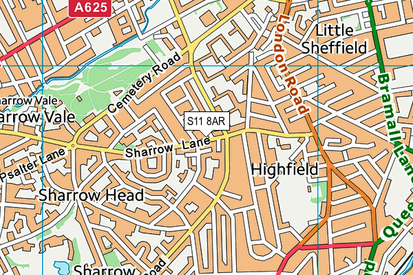 S11 8AR map - OS VectorMap District (Ordnance Survey)