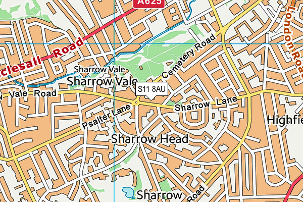 S11 8AU map - OS VectorMap District (Ordnance Survey)