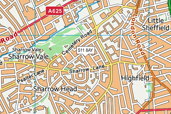 S11 8AY map - OS VectorMap District (Ordnance Survey)