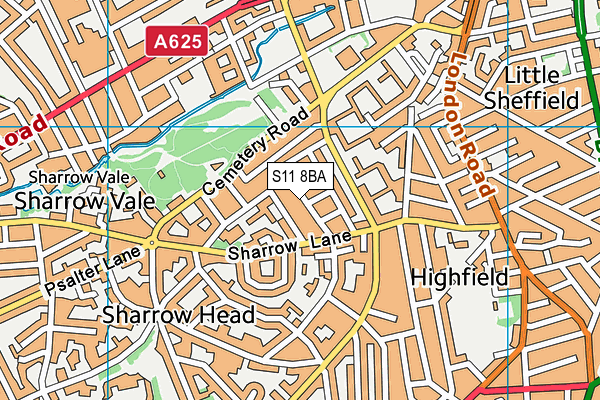 S11 8BA map - OS VectorMap District (Ordnance Survey)