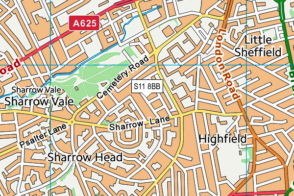 S11 8BB map - OS VectorMap District (Ordnance Survey)