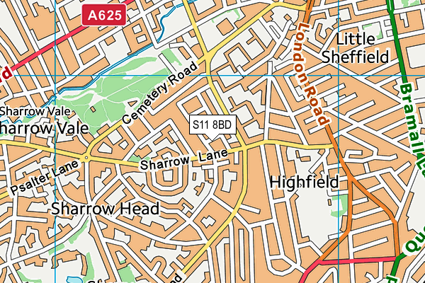 S11 8BD map - OS VectorMap District (Ordnance Survey)