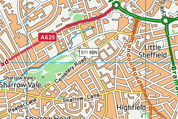 S11 8BN map - OS VectorMap District (Ordnance Survey)