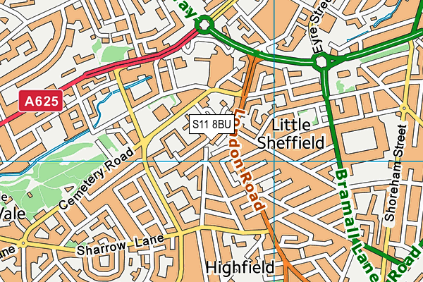 S11 8BU map - OS VectorMap District (Ordnance Survey)