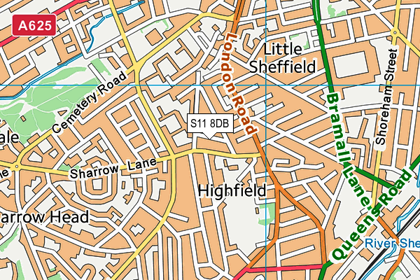 S11 8DB map - OS VectorMap District (Ordnance Survey)