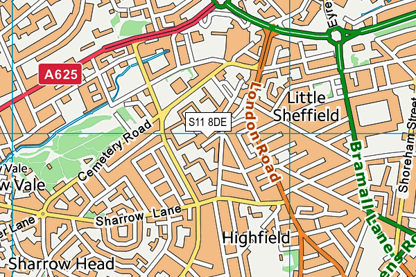 S11 8DE map - OS VectorMap District (Ordnance Survey)