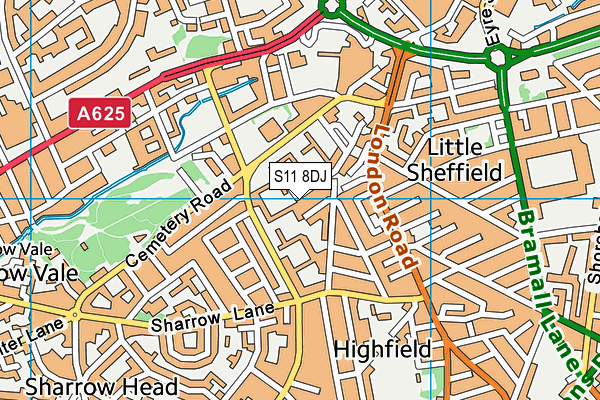 S11 8DJ map - OS VectorMap District (Ordnance Survey)