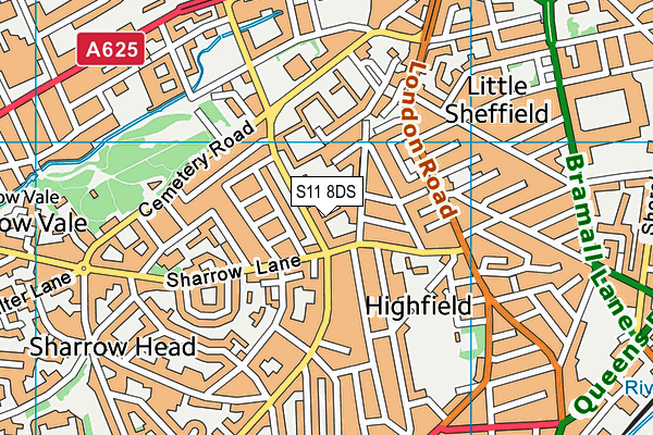 S11 8DS map - OS VectorMap District (Ordnance Survey)