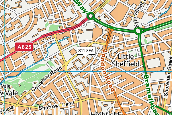 S11 8FA map - OS VectorMap District (Ordnance Survey)