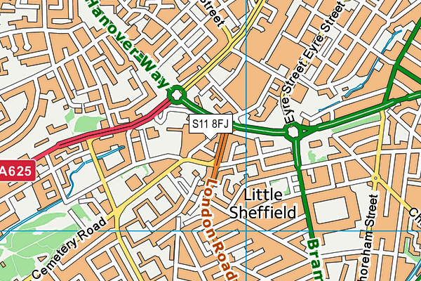 S11 8FJ map - OS VectorMap District (Ordnance Survey)