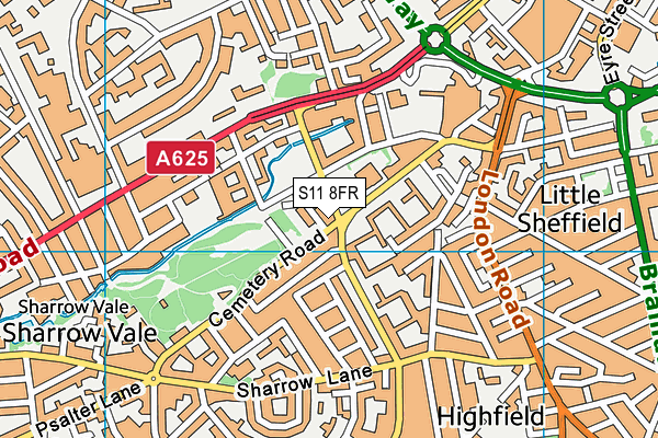 S11 8FR map - OS VectorMap District (Ordnance Survey)