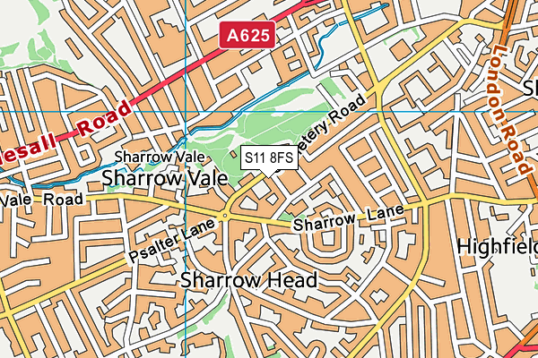 S11 8FS map - OS VectorMap District (Ordnance Survey)