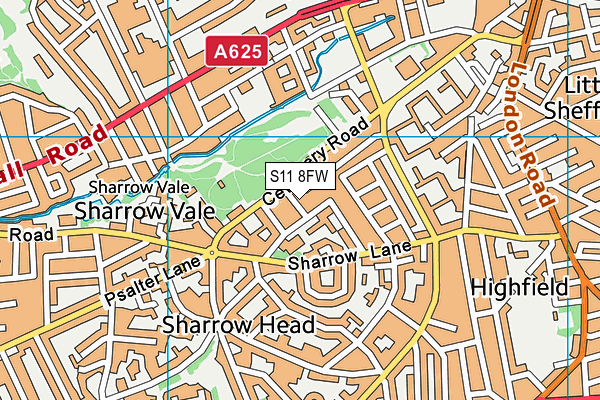 S11 8FW map - OS VectorMap District (Ordnance Survey)