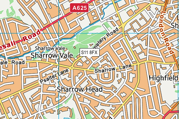 S11 8FX map - OS VectorMap District (Ordnance Survey)