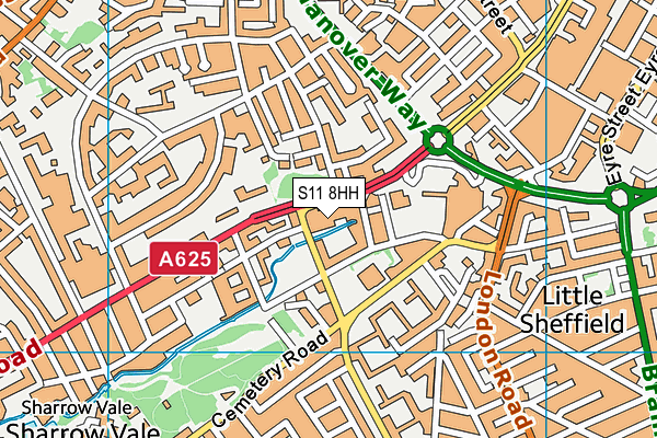 S11 8HH map - OS VectorMap District (Ordnance Survey)