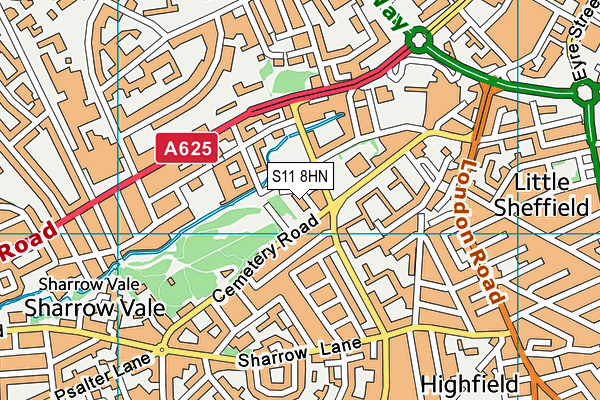 S11 8HN map - OS VectorMap District (Ordnance Survey)