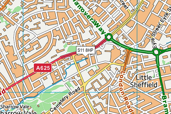 S11 8HP map - OS VectorMap District (Ordnance Survey)