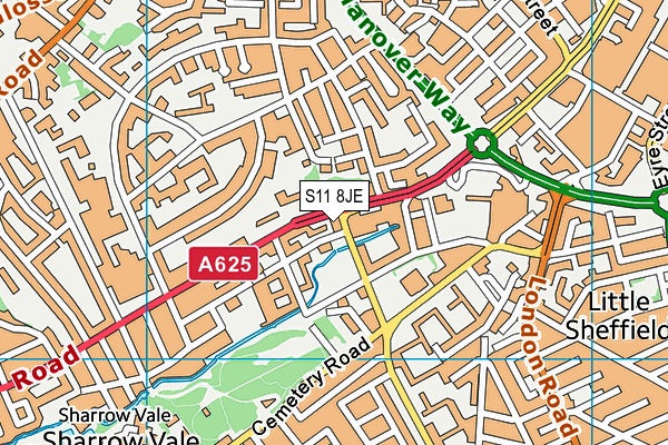 S11 8JE map - OS VectorMap District (Ordnance Survey)