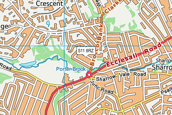 S11 8RZ map - OS VectorMap District (Ordnance Survey)