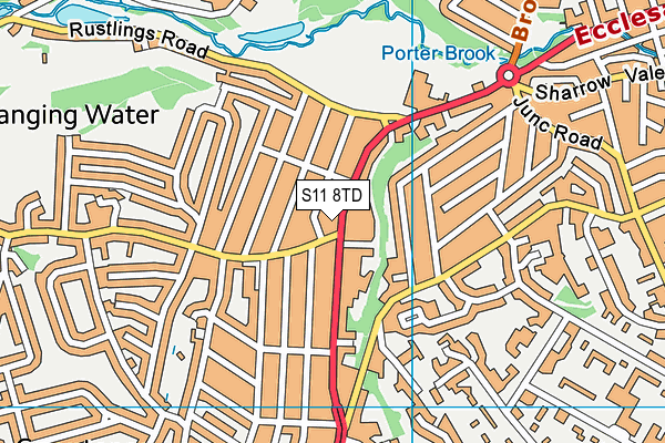 S11 8TD map - OS VectorMap District (Ordnance Survey)