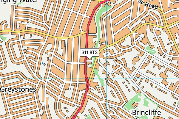 S11 8TS map - OS VectorMap District (Ordnance Survey)
