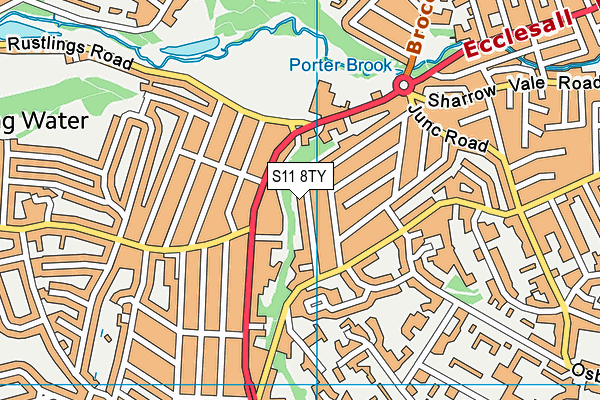 S11 8TY map - OS VectorMap District (Ordnance Survey)