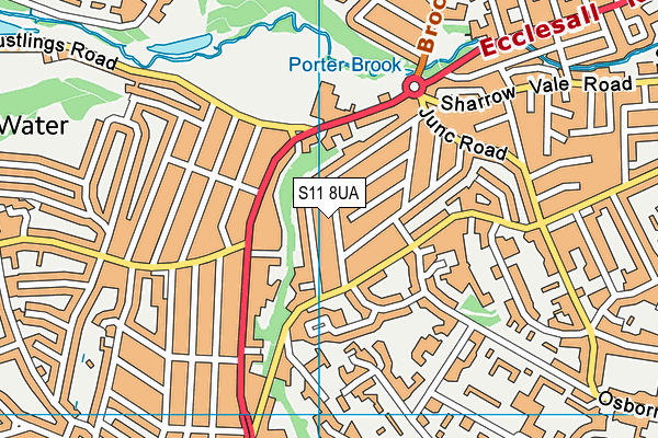 S11 8UA map - OS VectorMap District (Ordnance Survey)