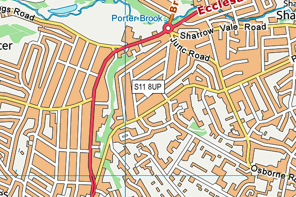 S11 8UP map - OS VectorMap District (Ordnance Survey)