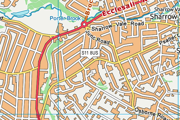 S11 8US map - OS VectorMap District (Ordnance Survey)