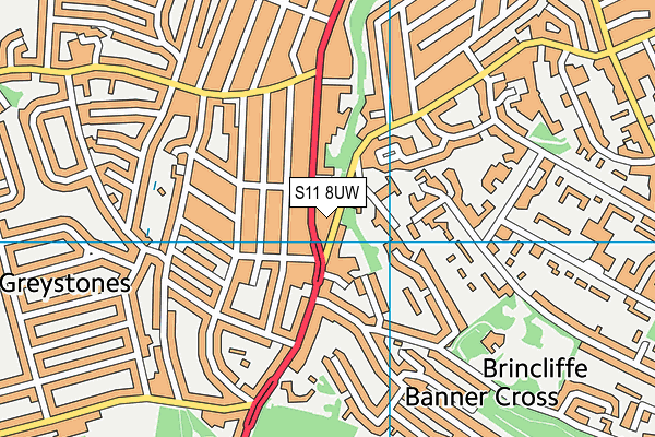 S11 8UW map - OS VectorMap District (Ordnance Survey)