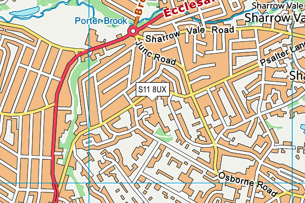 S11 8UX map - OS VectorMap District (Ordnance Survey)
