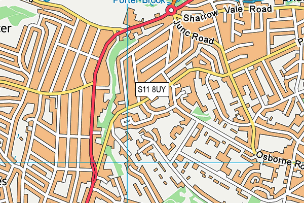 S11 8UY map - OS VectorMap District (Ordnance Survey)