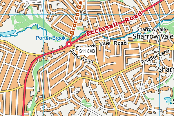 S11 8XB map - OS VectorMap District (Ordnance Survey)