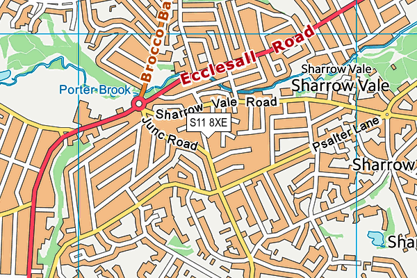 S11 8XE map - OS VectorMap District (Ordnance Survey)