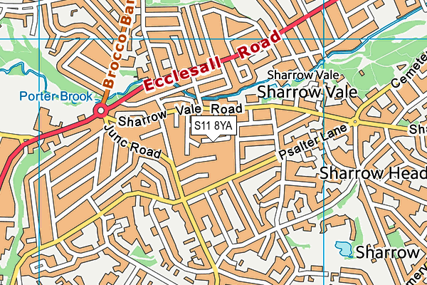 S11 8YA map - OS VectorMap District (Ordnance Survey)