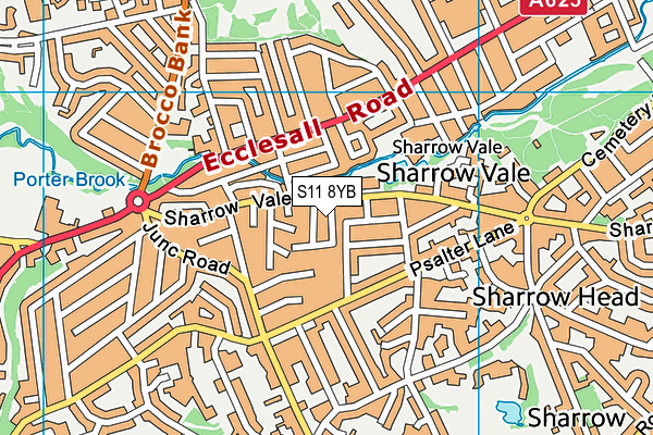 S11 8YB map - OS VectorMap District (Ordnance Survey)