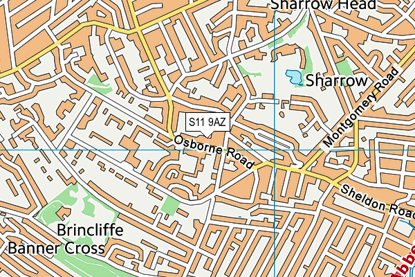 S11 9AZ map - OS VectorMap District (Ordnance Survey)