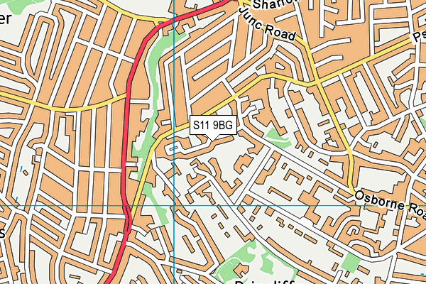 S11 9BG map - OS VectorMap District (Ordnance Survey)