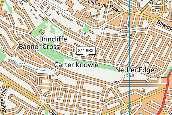 S11 9BX map - OS VectorMap District (Ordnance Survey)