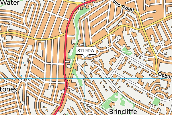 S11 9DW map - OS VectorMap District (Ordnance Survey)