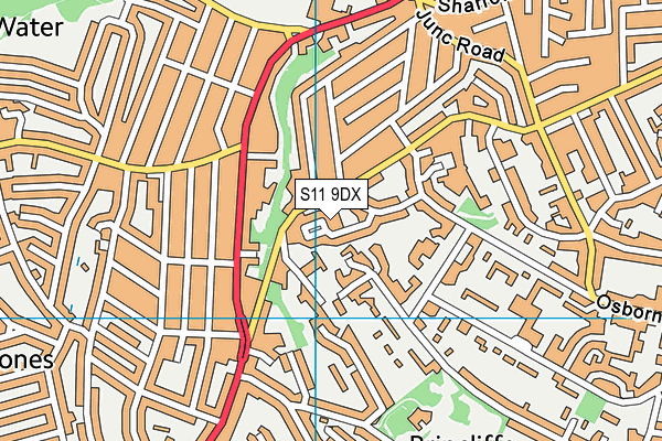 S11 9DX map - OS VectorMap District (Ordnance Survey)
